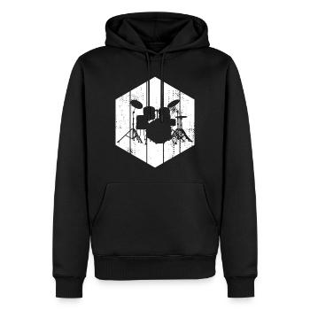 Dessin de la batterie - Sweat à capuche Premium bio Homme - noir - Devant - Nico (187cm)