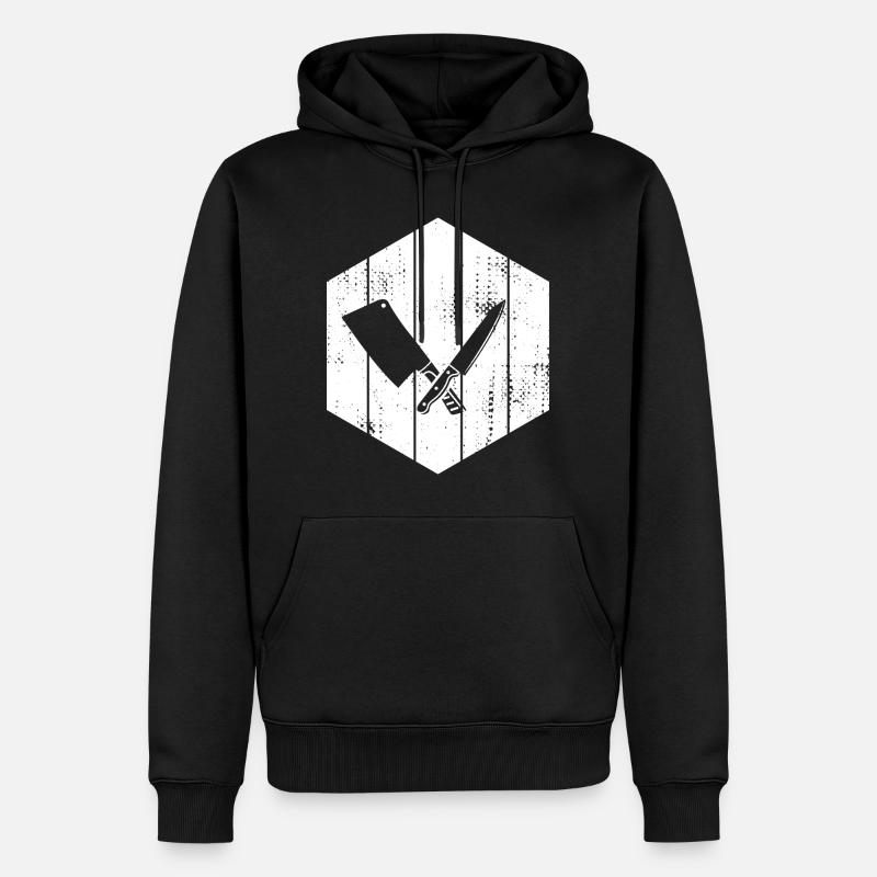 Messer Hackbeil Zeichnung - Männer Premium Bio Hoodie - Schwarz