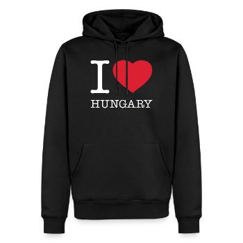 I LOVE HUNGARY Ungarn - Männer Premium Bio Hoodie - Schwarz - Vorne - Nico (187cm)