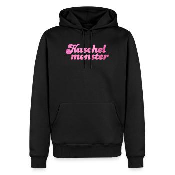 Kuschelmonster flauschig coole Sprüche Fell rosa - Männer Premium Bio Hoodie - Schwarz - Vorne - Nico (187cm)