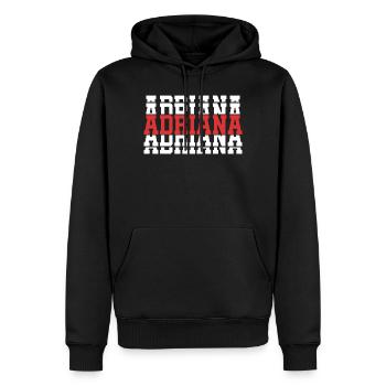 Adriana t-shirt t-shirt idée cadeau texte empilé - Sweat à capuche Premium bio Homme - noir - Devant - Nico (187cm)