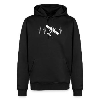 Flugzeug Puls Herzschlag Fliegerei fliegen Logo - Männer Premium Bio Hoodie - Schwarz - Vorne - Nico (187cm)