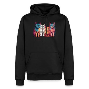 Gang de chats - Sweat à capuche Premium bio Homme - noir - Devant - Nico (187cm)