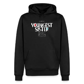 Sœur cadette - Sweat à capuche Premium bio Homme - noir - Devant - Nico (187cm)