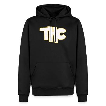 THC - Männer Premium Bio Hoodie - Schwarz - Vorne - Nico (187cm)