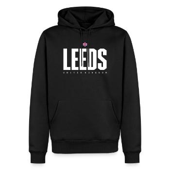 Leeds City Logo Grafik T-Shirt - Männer Premium Bio Hoodie - Schwarz - Vorne - Nico (187cm)