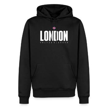 Drapeau britannique du bloc audacieux de Londres - Sweat à capuche Premium bio Homme - noir - Devant - Nico (187cm)