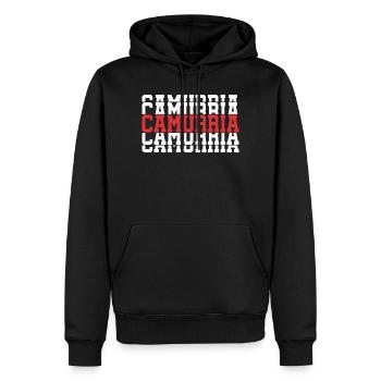 T-shirt Camurria t-shirt cadeau texte empilé - Sweat à capuche Premium bio Homme - noir - Devant - Nico (187cm)