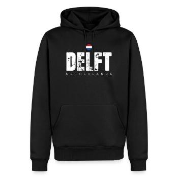 Mot-symbole en détresse de Delft - Sweat à capuche Premium bio Homme - noir - Devant - Nico (187cm)