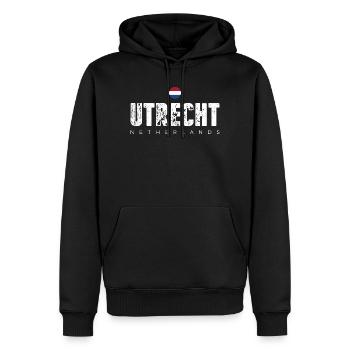 Utrecht Lettres de la ville en détresse - Sweat à capuche Premium bio Homme - noir - Devant - Nico (187cm)