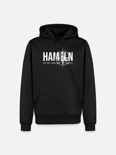 Koordinaten Hameln - Männer Premium Bio Hoodie - Schwarz