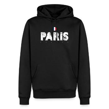 Paris Distressed Glyphen mit französischer Flagge - Männer Premium Bio Hoodie - Schwarz - Vorne - Nico (187cm)