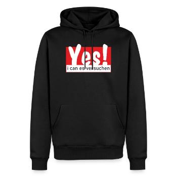 Yes i can es versuchen - Männer Premium Bio Hoodie - Schwarz - Vorne - Nico (187cm)