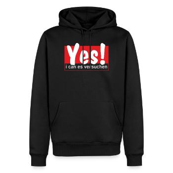 Yes i can es versuchen! - Männer Premium Bio Hoodie - Schwarz - Vorne - Nico (187cm)