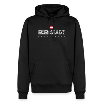 Henstadt, Österreich, Distressed Typografie - Männer Premium Bio Hoodie - Schwarz - Vorne - Nico (187cm)