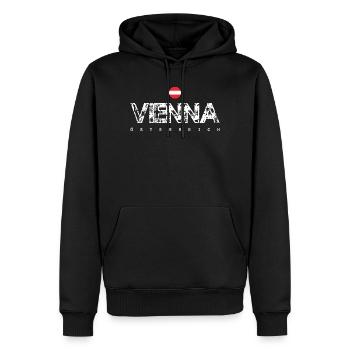 Vena Österreich Distressed Logo - Männer Premium Bio Hoodie - Schwarz - Vorne - Nico (187cm)