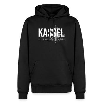 Koordinaten Kassel - Männer Premium Bio Hoodie - Schwarz - Vorne - Nico (187cm)