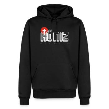Typographie de l’emblème suisse gras - Sweat à capuche Premium bio Homme - noir - Devant - Nico (187cm)