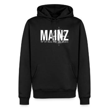 Koordinaten Mainz - Männer Premium Bio Hoodie - Schwarz - Vorne - Nico (187cm)