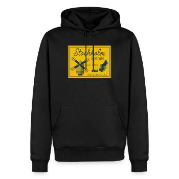 Motif de voyage vintage de Stockholm Sverige - Sweat à capuche Premium bio Homme - noir - Devant - Nico (187cm)