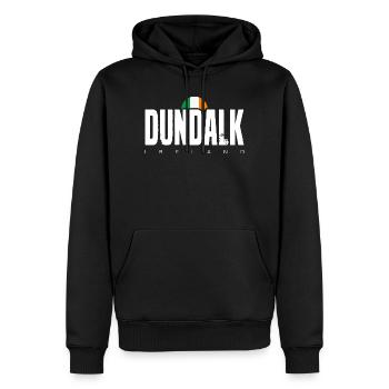 Dundalk Irische Flagge T-Shirt mit fettem Text - Männer Premium Bio Hoodie - Schwarz - Vorne - Nico (187cm)