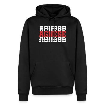 T-Shirt Agnese T-Shirt Geschenkidee gestapelter Text - Männer Premium Bio Hoodie - Schwarz - Vorne - Nico (187cm)