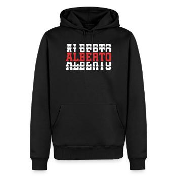 Alberto T-Shirt T-Shirt Geschenkidee gestapelter Text - Männer Premium Bio Hoodie - Schwarz - Vorne - Nico (187cm)