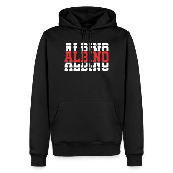 T-Shirt Albino T-Shirt Geschenkidee gestapelter Text - Männer Premium Bio Hoodie - Schwarz - Vorne - Nico (187cm)