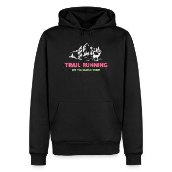 Trailrunning - abseits der ausgetretenen Pfade - Männer Premium Bio Hoodie - Schwarz - Vorne - Nico (187cm)