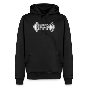 Typographie d’haltères pour les amateurs de fitness et de gym - Sweat à capuche Premium bio Homme - noir - Devant - Nico (187cm)