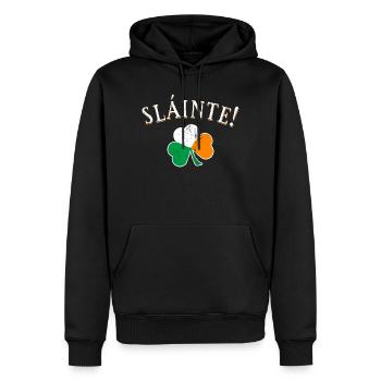 Slainte Ireland Toast Shamrock Patrick’s Day - Sweat à capuche Premium bio Homme - noir - Devant - Nico (187cm)
