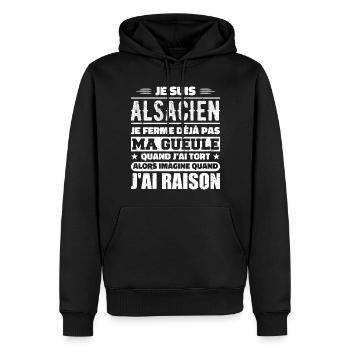 Alsacien Je Ferme Pas Ma Gueule Humour Alsace - Sweat à capuche Premium bio Homme - noir - Devant - Nico (187cm)