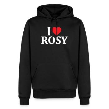 Ich liebe rosige T-Shirt-Geschenkidee - Männer Premium Bio Hoodie - Schwarz - Vorne - Nico (187cm)