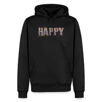 Confettis HAPPY - Sweat à capuche Premium bio Homme - noir - Devant - Nico (187cm)