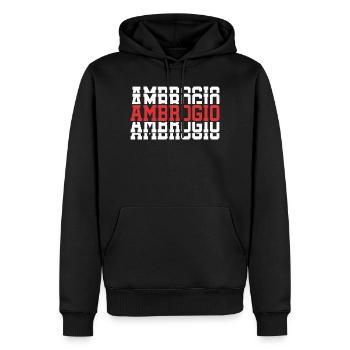 t-shirt Ambrogio gift t-shirt stacked text - Men’s Premium Organic Hoodie - black - Front - Nico (187cm)