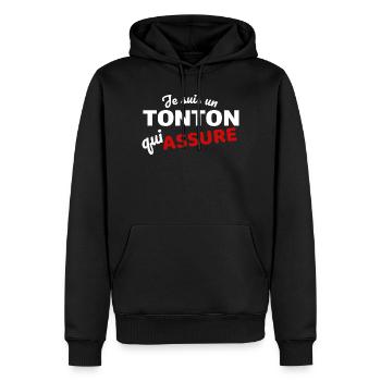 Ich bin ein Onkel, der dafür sorgt, dass - Männer Premium Bio Hoodie - Schwarz - Vorne - Nico (187cm)