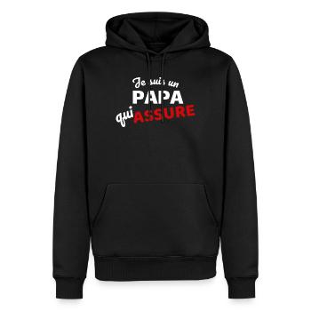 Je suis un papa qui assure - Sweat à capuche Premium bio Homme - noir - Devant - Nico (187cm)