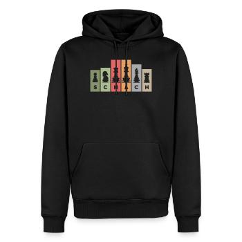 retro Schachfiguren Schachspieler vintage Farben - Männer Premium Bio Hoodie - Schwarz - Vorne - Nico (187cm)