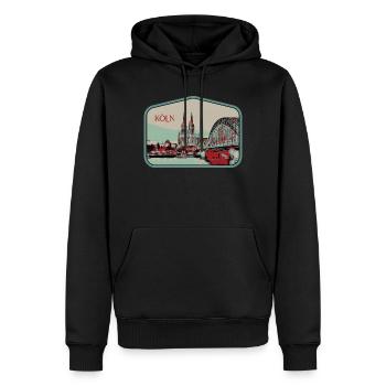 Panoramablick Köln Illustration - Männer Premium Bio Hoodie - Schwarz - Vorne - Nico (187cm)