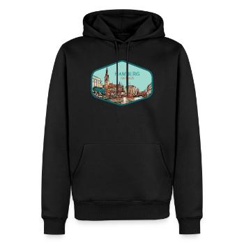 Hambourg ville historique Allemande - Sweat à capuche Premium bio Homme - noir - Devant - Nico (187cm)