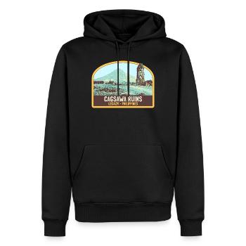 Ruinen von Cagsawa, Vulkan Mayon, Philippinen - Männer Premium Bio Hoodie - Schwarz - Vorne - Nico (187cm)