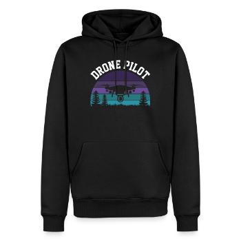 Pilote de drone - Sweat à capuche Premium bio Homme - noir - Devant - Nico (187cm)