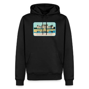 Illustration Château Chambord, Vallée Loire - Sweat à capuche Premium bio Homme - noir - Devant - Nico (187cm)