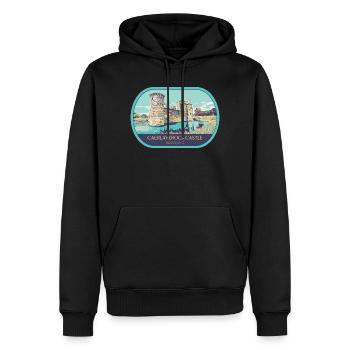 Illustration Caerlaverock Castle, Schottland - Männer Premium Bio Hoodie - Schwarz - Vorne - Nico (187cm)