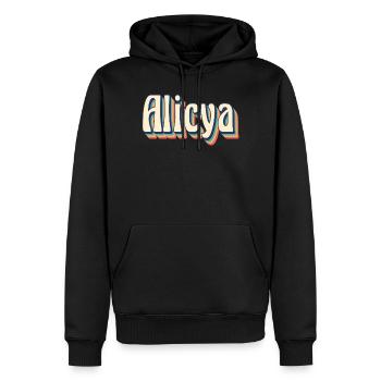 Alicya t-shirt retro vintage t-shirt gift idea - Men’s Premium Organic Hoodie - black - Front - Nico (187cm)