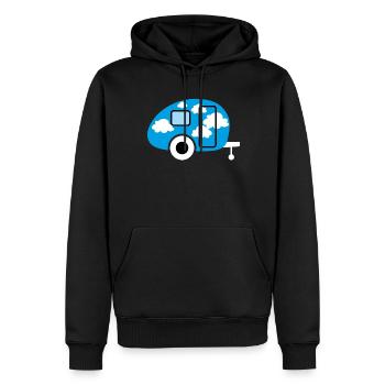 Caravan Caravan Clouds Camper Camping Retro Fan - Men’s Premium Organic Hoodie - black - Front - Nico (187cm)