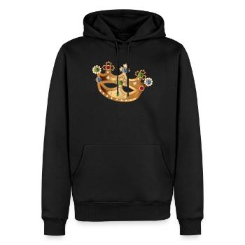 Couronne dorée avec pierres précieuses et perles - Sweat à capuche Premium bio Homme - noir - Devant - Nico (187cm)