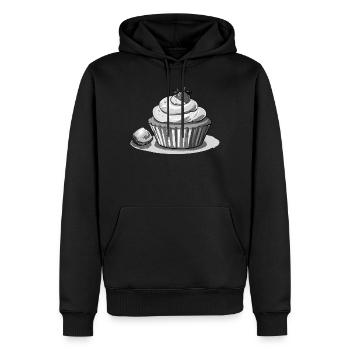Cupcake Fraise - Sweat à capuche Premium bio Homme - noir - Devant - Nico (187cm)