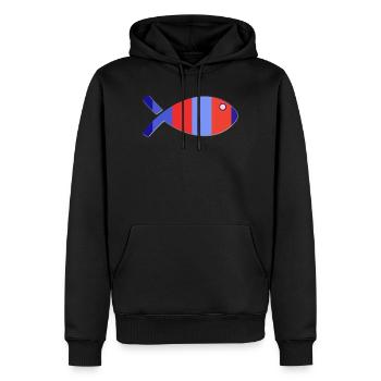 POISSON. POISSON D'AVRIL. VACANCES. ETE. HUMOUR - Sweat à capuche Premium bio Homme - noir - Devant - Nico (187cm)