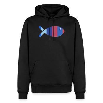 POISSON - Sweat à capuche Premium bio Homme - noir - Devant - Nico (187cm)
